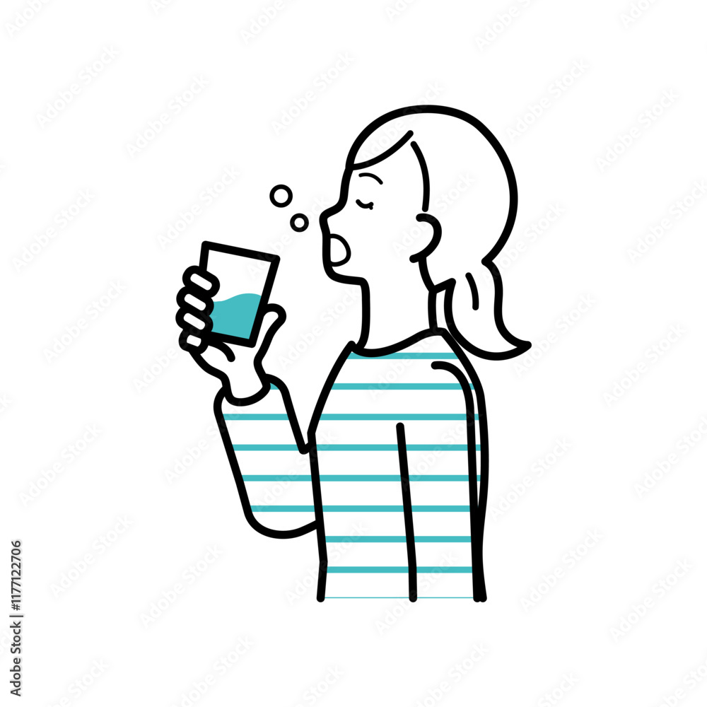 prevention Illustration of woman gargling.
prevention Illustration of woman gargling.