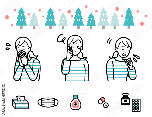 Hay fever image illustration set.
