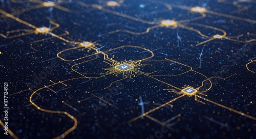 Abstract Digital Network Background with Glowing Nodes and Connected Lines