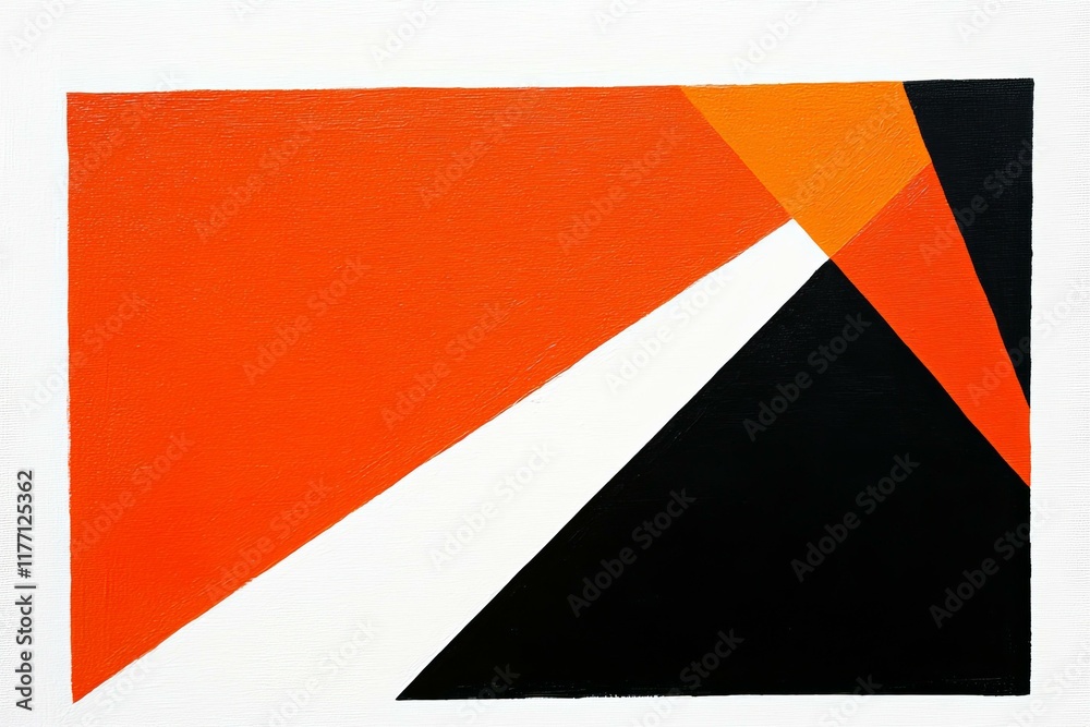Abstract Geometric Composition of Orange White and Black Abstract Geometric Composition of Orange White and Black