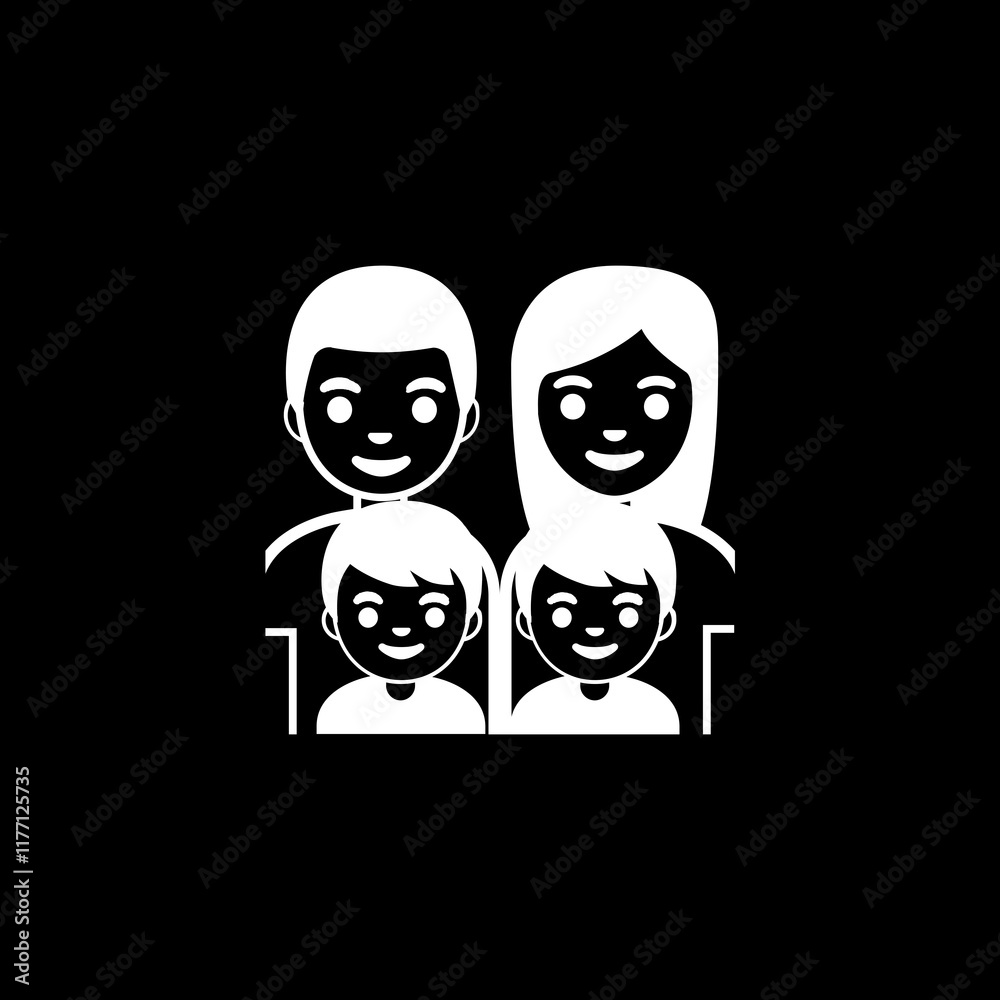 Fototapeta premium Family Icon (Mom, Dad, Two Sons) 