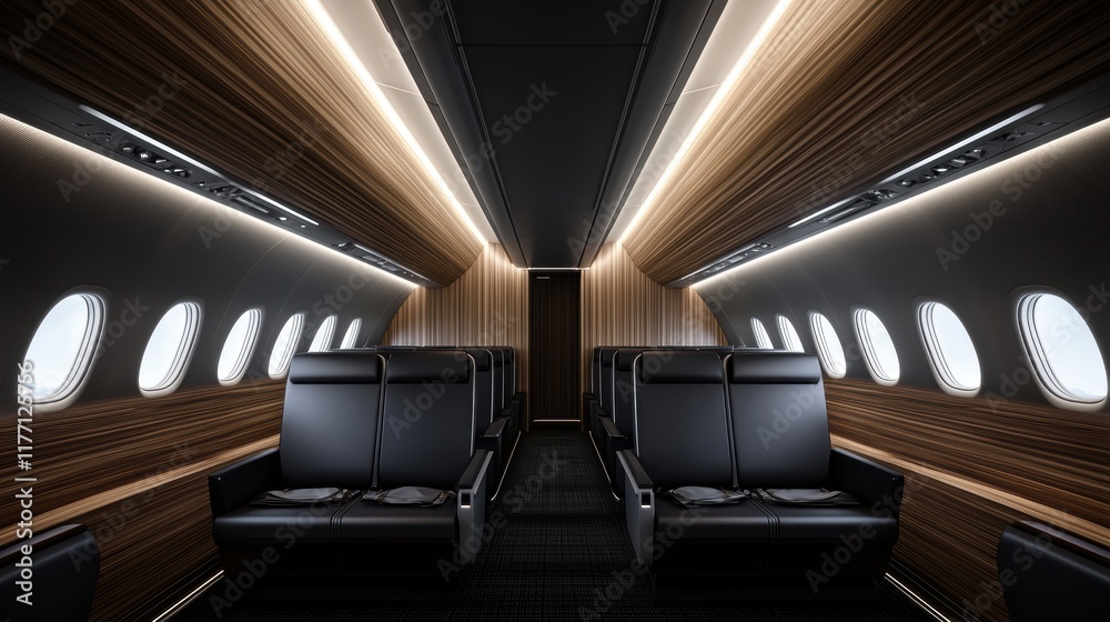Fototapeta premium Sleek interior of a modern private jet cabin