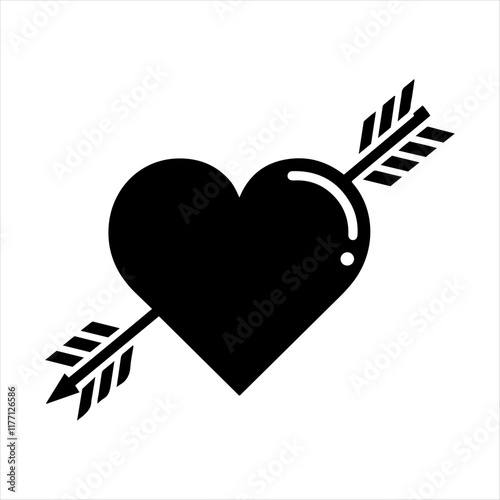 "Minimalist Heart and Arrow Silhouette Vector Design for Valentine's Day"