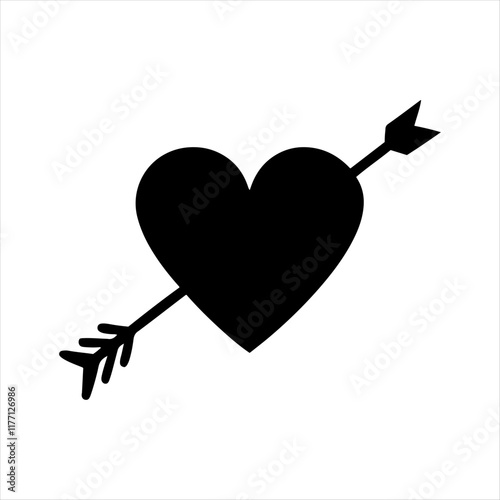 "Minimalist Heart and Arrow Silhouette Vector Design for Valentine's Day"