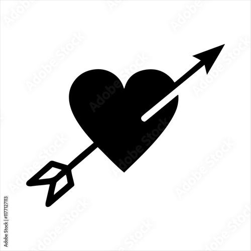 "Minimalist Heart and Arrow Silhouette Vector Design for Valentine's Day"