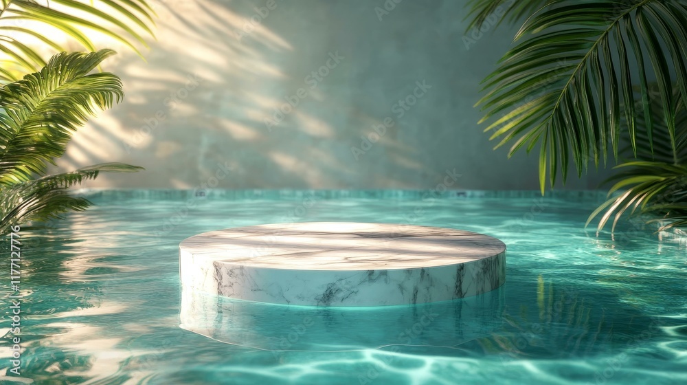Obraz premium Tropical Poolside Marble Display Platform
