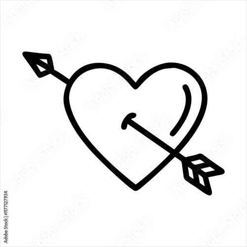 "Minimalist Heart and Arrow Silhouette Vector Design for Valentine's Day"