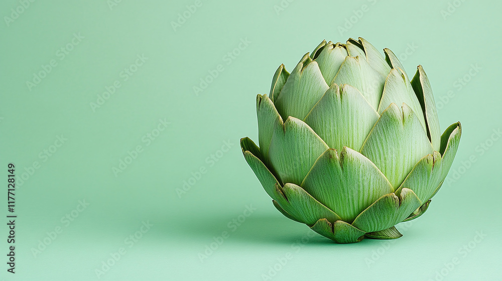 Fototapeta premium Fresh Artichoke on Mint Green Background