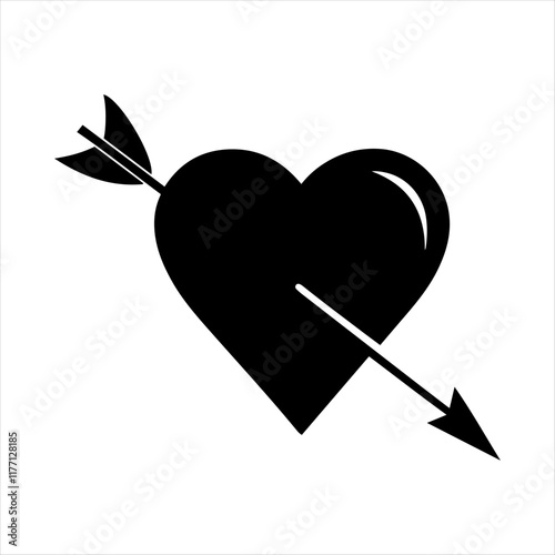 "Minimalist Heart and Arrow Silhouette Vector Design for Valentine's Day"