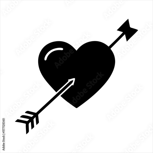 "Minimalist Heart and Arrow Silhouette Vector Design for Valentine's Day"