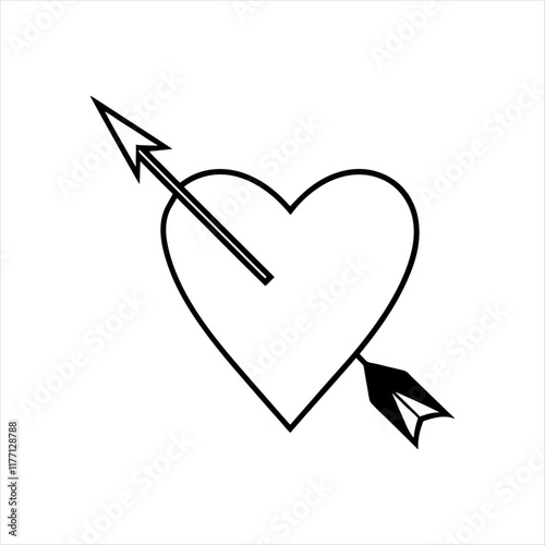 "Minimalist Heart and Arrow Silhouette Vector Design for Valentine's Day"