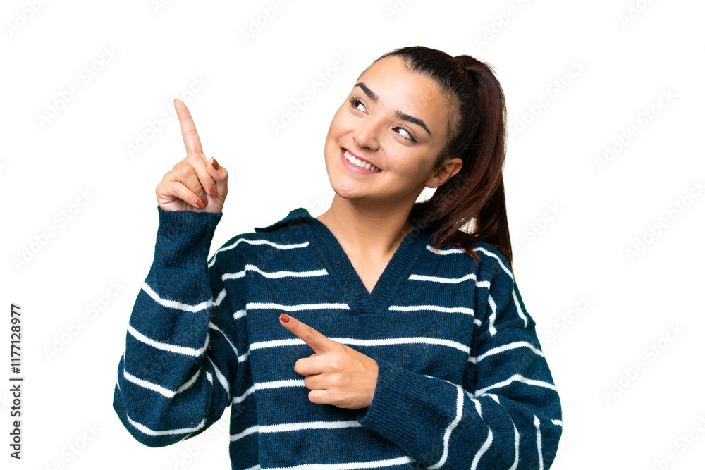 Young beauty woman over isolated chroma key background pointing with the index finger a great idea Young beauty woman over isolated chroma key background pointing with the index finger a great idea