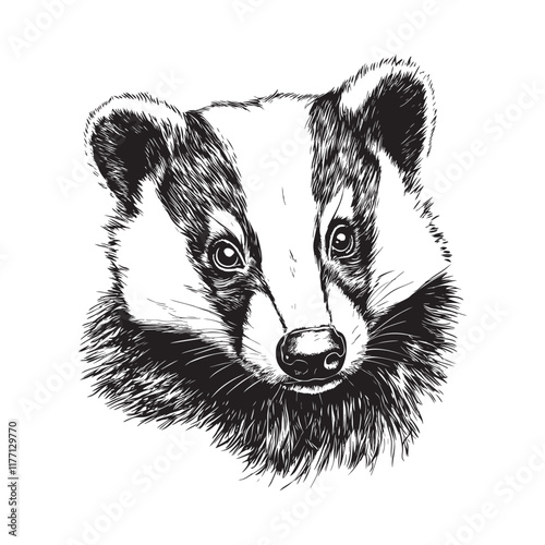 badger sketch- isolated vector images of wild animal