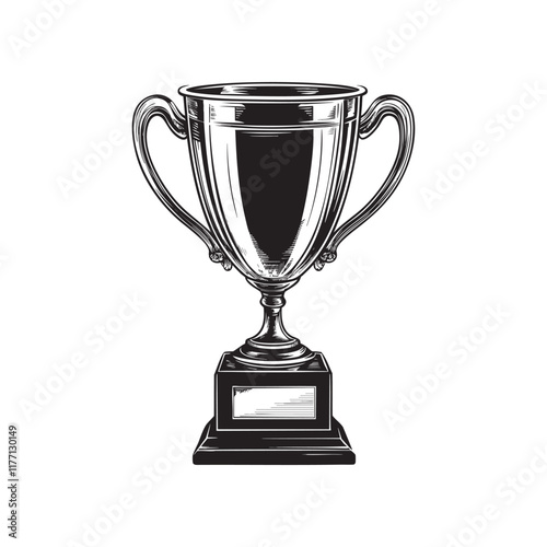 prize cup vector design isolated on white background - Champion trophy sketch
