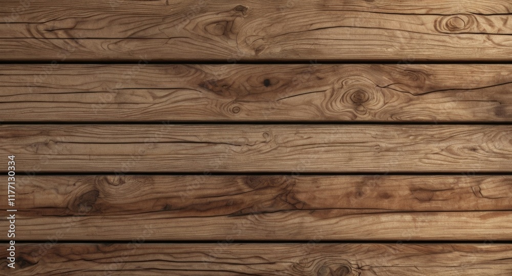 Obraz premium Close up view of wooden planks arranged horizontally, displaying unique grain pattern and rich brown tones. The texture and color variation highlight the natural beauty of the wood