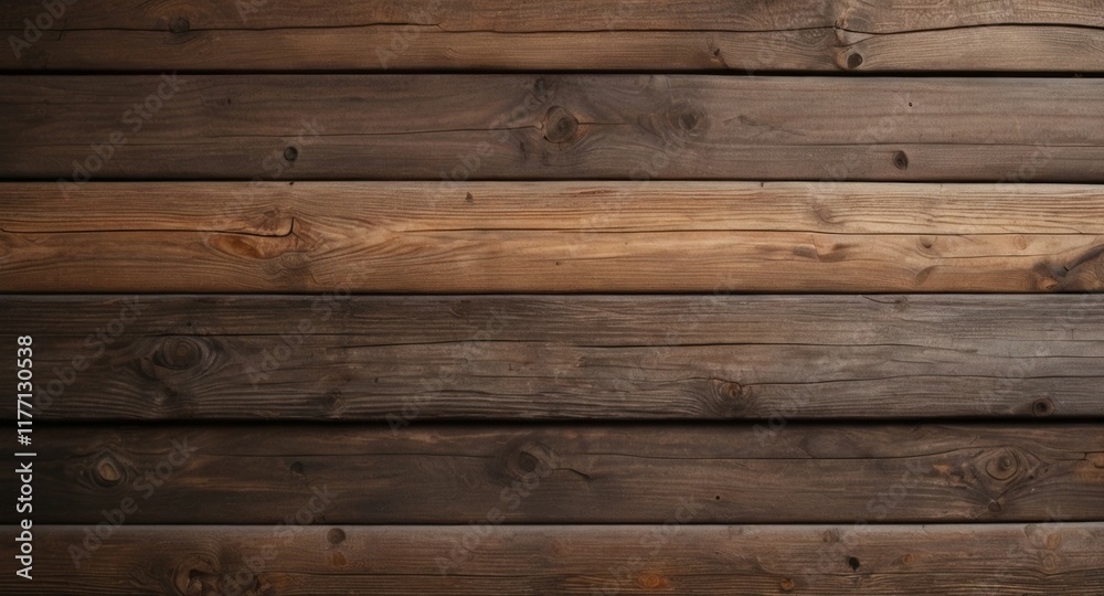 Naklejka premium Rustic wooden planks create a warm background with an array of brown tones and unique grain pattern, perfect for adding character to any project or design