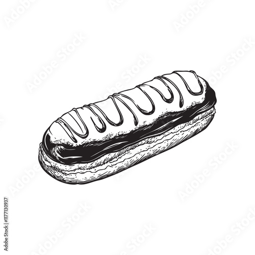 eclair vector design isolated on white background - eclair sketch