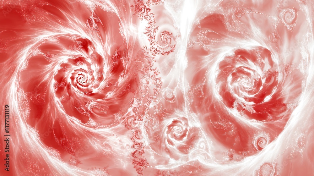 Abstract swirling red and white fractal art Abstract swirling red and white fractal art