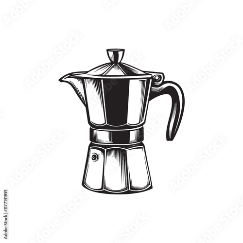 geyser coffee maker vector design isolated on white background - geyser coffee maker logo