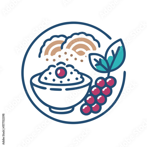 illustration of a healthy breakfast depicting oatmeal with berries