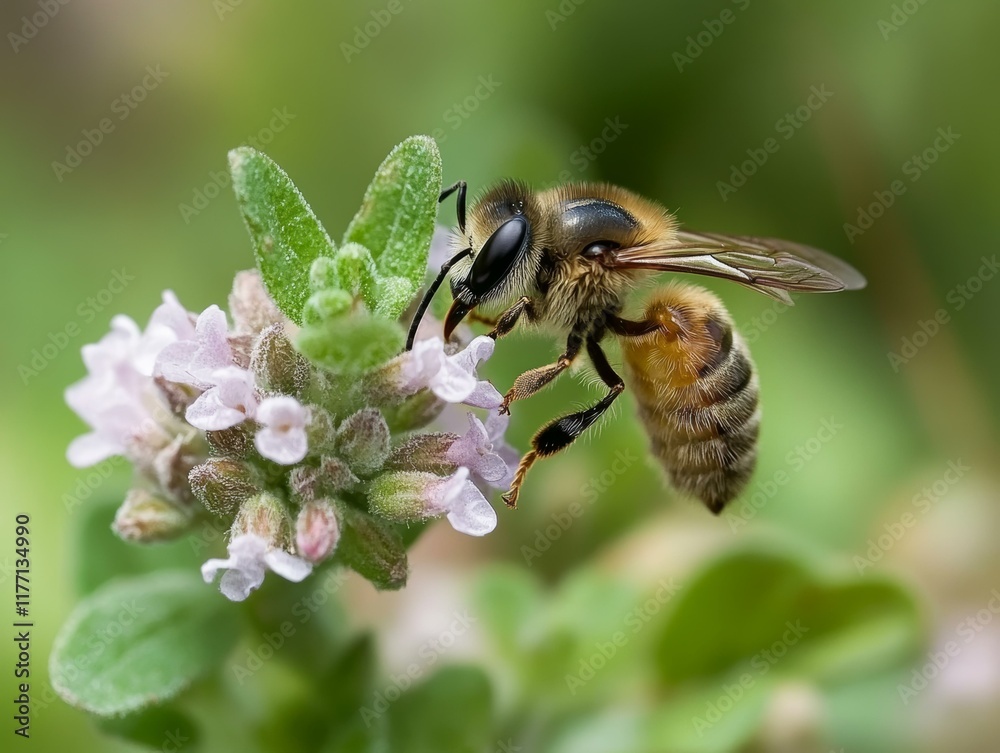 Honeybee on a flower close-up Honeybee on a flower close-up