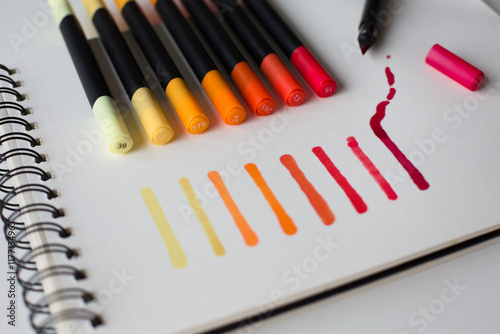 Testing colorful markers on sketch paper
