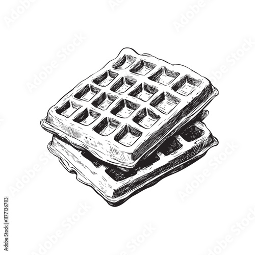 waffles vector design isolated on white background - belgian waffles sketch