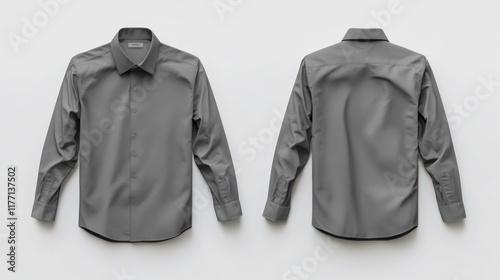 Gray Long Sleeve Shirt: Front and Back View photo