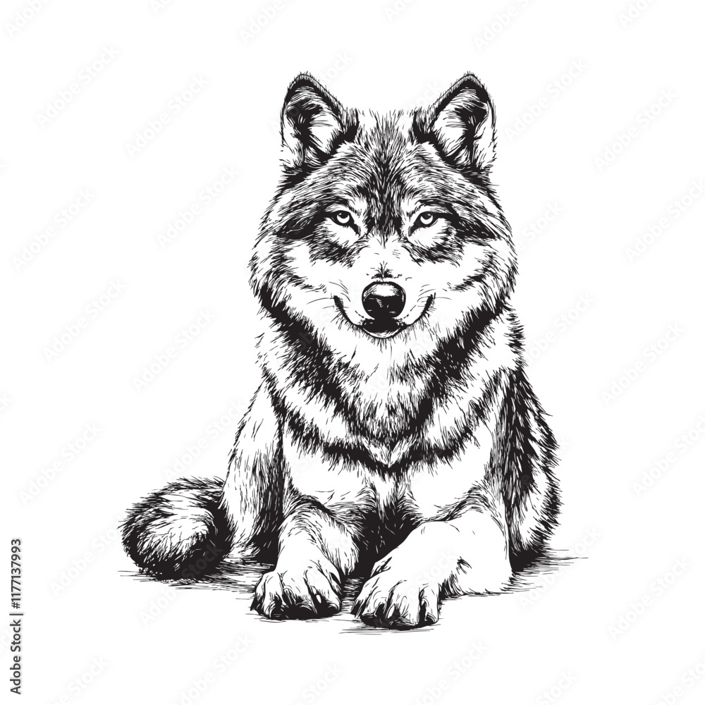 Fototapeta premium Wolf vector design isolated on white background - wolf sketch