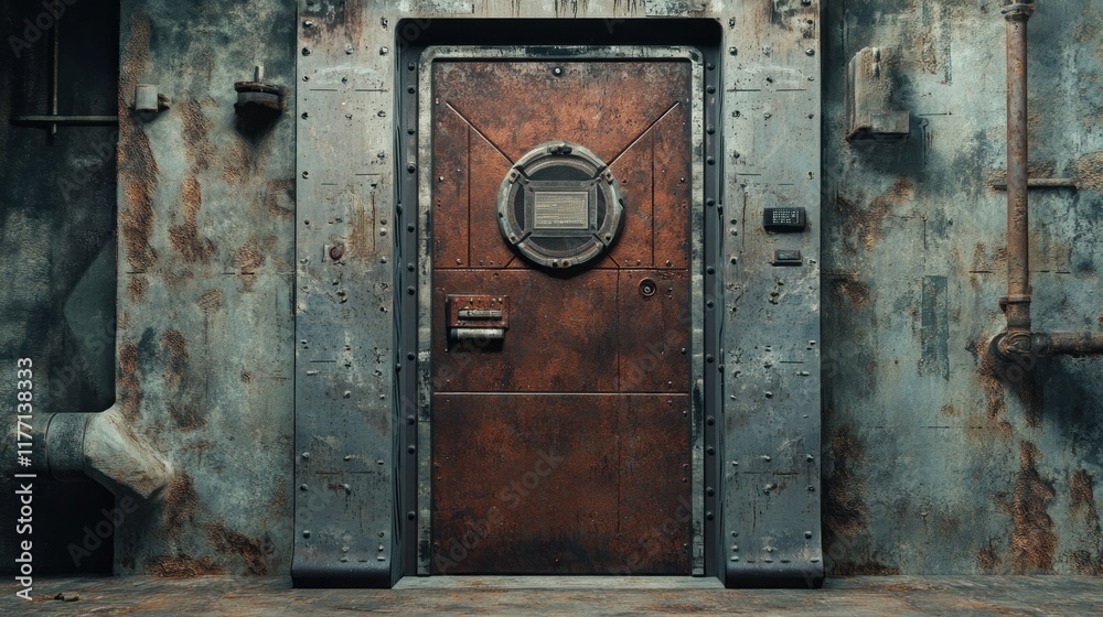 Rusty Metal Door in a Post-Apocalyptic Setting Rusty Metal Door in a Post-Apocalyptic Setting