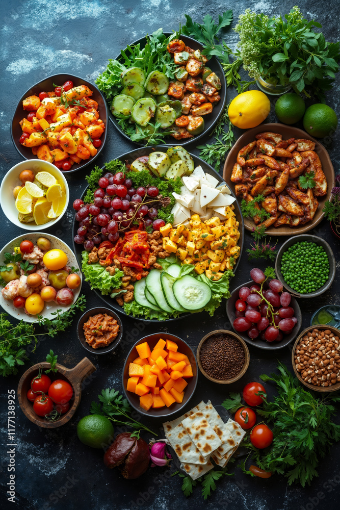 Fototapeta premium A variety of different types of food on a table