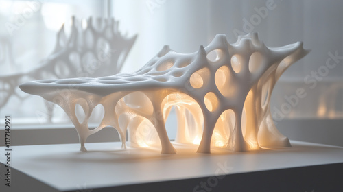 3D printer creating a complex structure layer by layer, showcasing the future of additive manufacturing  photo