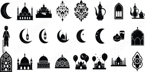 Silhouettes of Muslims Praying in Tranquil Devotion Islam Faith Quran 