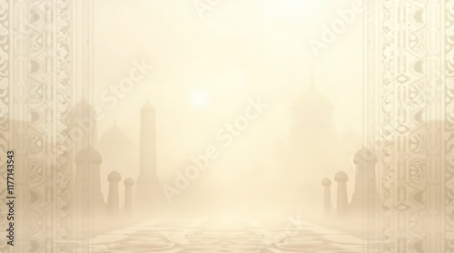 Misty Arabian Cityscape: A Dreamlike Vision of Ancient Architecture