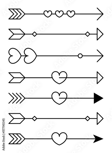 Hand drawn arrows with heart