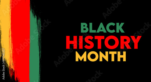 Black History Month February celebration banner on black background