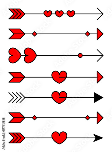 Hand drawn arrows with heart