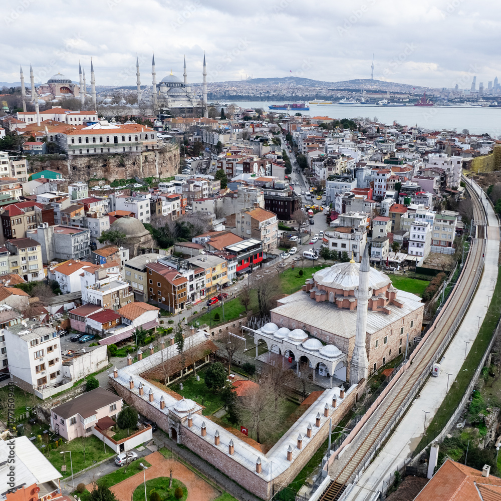Obraz premium small hagia sophia mosque drone fatih