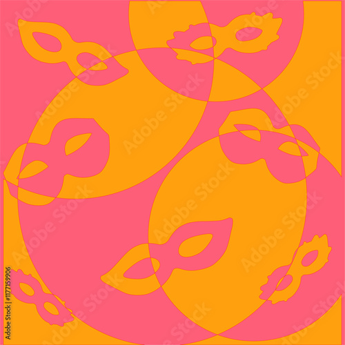 yellow and pink brazilian carnival masks poster vector