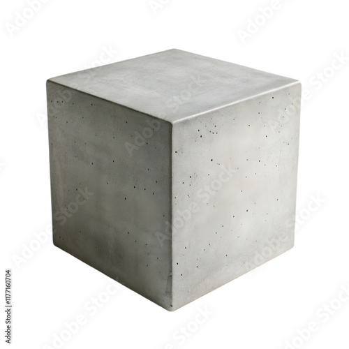 Grey concrete cube on transparent background