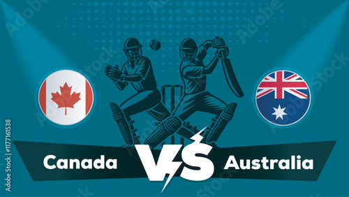 Canada VS Australia Match , Australia Vs Canada cricket match , Cricket match concept with creative illustration.eps