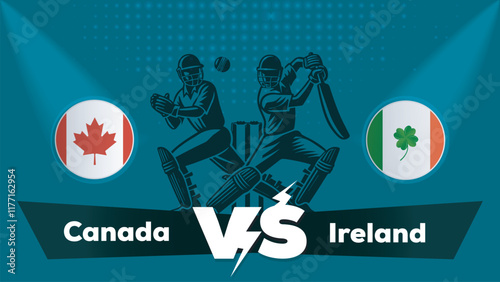 Canada VS Ireland Match , Ireland Vs Canada cricket match , Cricket match concept with creative illustration.eps