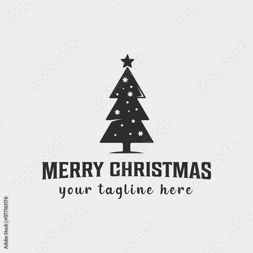 pine tree christmas logo vector vintage illustration template icon graphic design