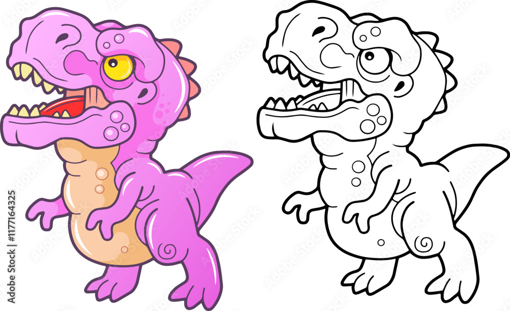 little cute prehistoric dinosaur tyrannosaurus