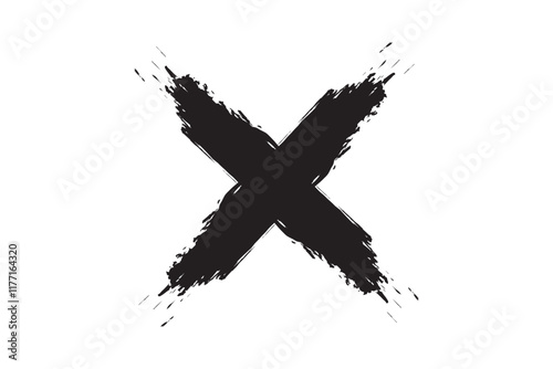 Red Cross Mark Brush Strokes and Buttons for Vote, Election Choice, Decision, Web Vector Illustration
