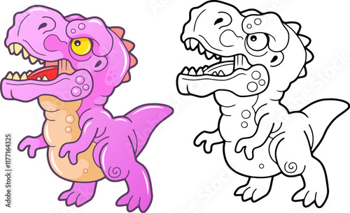 little cute prehistoric dinosaur tyrannosaurus