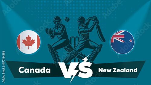 Canada VS New Zealand Match , New Zealand Vs Canada  cricket match , Cricket match concept with creative illustration.eps