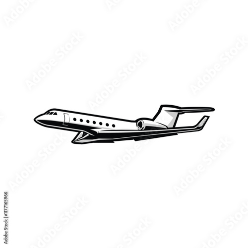 Private Jet Plane Vector Art Illustration. Best for Airline Transportation Related Industry