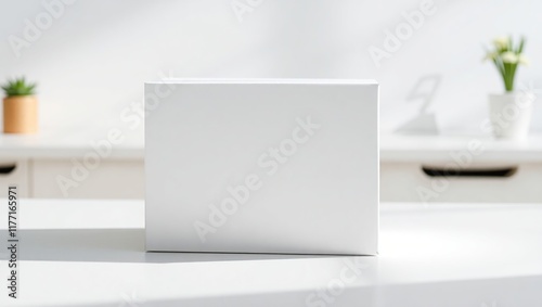 Wallpaper Mural White Square Box on White Table Minimalist Scene Torontodigital.ca