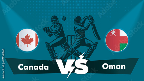 Canada VS Oman , Oman Vs Canada cricket match , Cricket match concept with creative illustration.eps